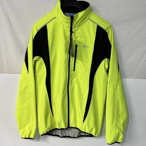 Arsuxeo Men's Medium Reflective Cycling Jacket Bike Winter, Yellow Neon. NWT
